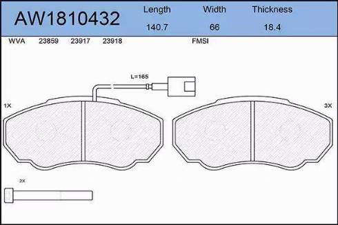 Aywiparts AW1810432 - Тормозные колодки, дисковые, комплект www.autospares.lv