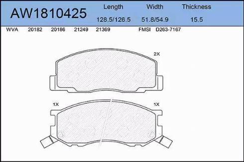 Aywiparts AW1810425 - Тормозные колодки, дисковые, комплект www.autospares.lv