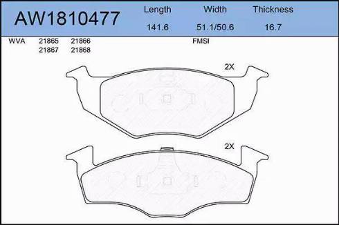 Aywiparts AW1810477 - Тормозные колодки, дисковые, комплект www.autospares.lv