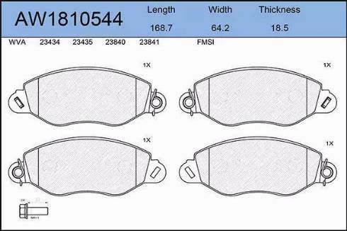 Aywiparts AW1810544 - Bremžu uzliku kompl., Disku bremzes autospares.lv