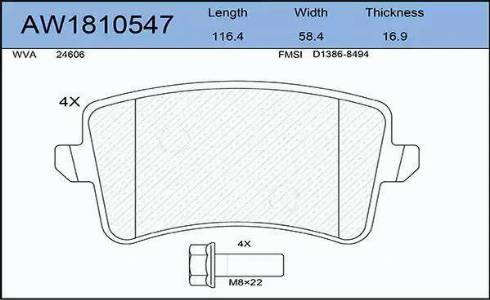 Aywiparts AW1810547 - Brake Pad Set, disc brake www.autospares.lv