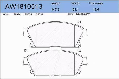 Aywiparts AW1810513 - Bremžu uzliku kompl., Disku bremzes autospares.lv