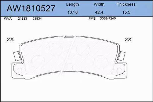 Aywiparts AW1810527 - Bremžu uzliku kompl., Disku bremzes www.autospares.lv