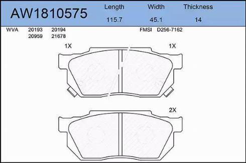 Aywiparts AW1810575 - Bremžu uzliku kompl., Disku bremzes autospares.lv