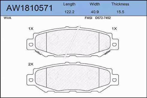 Aywiparts AW1810571 - Brake Pad Set, disc brake www.autospares.lv