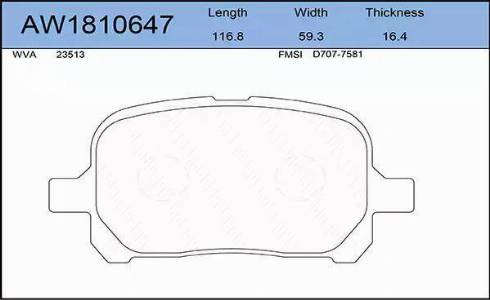 Aywiparts AW1810647 - Bremžu uzliku kompl., Disku bremzes autospares.lv