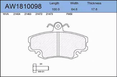 Aywiparts AW1810098 - Bremžu uzliku kompl., Disku bremzes autospares.lv