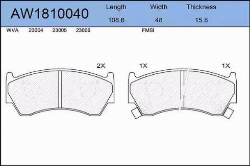 Aywiparts AW1810040 - Bremžu uzliku kompl., Disku bremzes autospares.lv