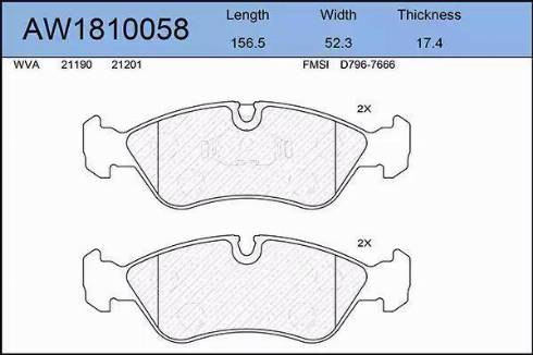 Aywiparts AW1810058 - Тормозные колодки, дисковые, комплект www.autospares.lv