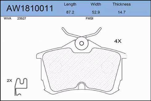 Aywiparts AW1810011 - Brake Pad Set, disc brake www.autospares.lv