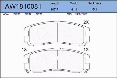 Aywiparts AW1810081 - Bremžu uzliku kompl., Disku bremzes www.autospares.lv