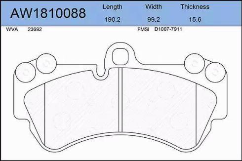 Aywiparts AW1810088 - Bremžu uzliku kompl., Disku bremzes www.autospares.lv