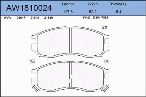 Aywiparts AW1810024 - Тормозные колодки, дисковые, комплект www.autospares.lv