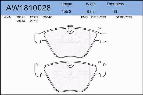 Aywiparts AW1810028 - Bremžu uzliku kompl., Disku bremzes autospares.lv