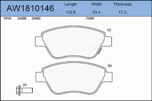 Aywiparts AW1810146 - Brake Pad Set, disc brake www.autospares.lv