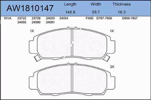 Aywiparts AW1810147 - Brake Pad Set, disc brake www.autospares.lv