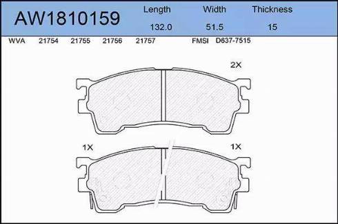 Aywiparts AW1810159 - Brake Pad Set, disc brake www.autospares.lv