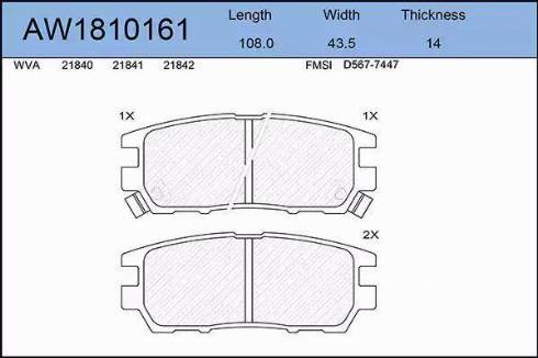 Aywiparts AW1810161 - Bremžu uzliku kompl., Disku bremzes autospares.lv