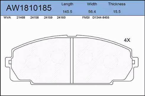 Aywiparts AW1810185 - Brake Pad Set, disc brake www.autospares.lv