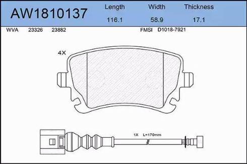 Aywiparts AW1810137 - Bremžu uzliku kompl., Disku bremzes www.autospares.lv