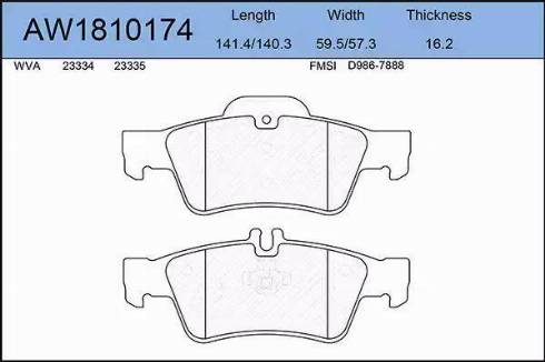 Aywiparts AW1810174 - Тормозные колодки, дисковые, комплект www.autospares.lv