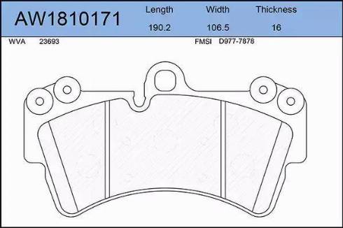 Aywiparts AW1810171 - Bremžu uzliku kompl., Disku bremzes www.autospares.lv