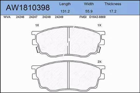 Aywiparts AW1810398 - Bremžu uzliku kompl., Disku bremzes autospares.lv