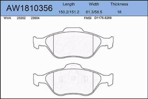 Aywiparts AW1810356 - Bremžu uzliku kompl., Disku bremzes autospares.lv