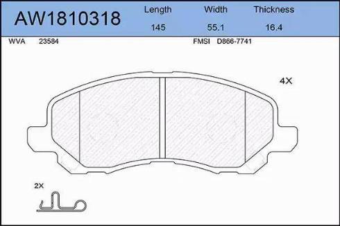 Aywiparts AW1810318 - Bremžu uzliku kompl., Disku bremzes www.autospares.lv