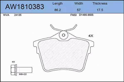 Aywiparts AW1810383 - Bremžu uzliku kompl., Disku bremzes autospares.lv