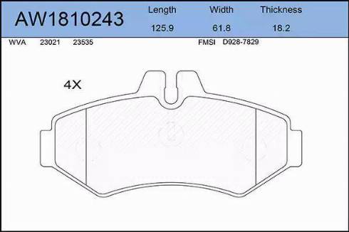 Aywiparts AW1810243 - Bremžu uzliku kompl., Disku bremzes autospares.lv