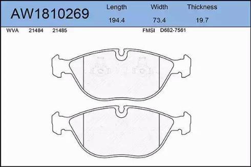 Aywiparts AW1810269 - Brake Pad Set, disc brake www.autospares.lv