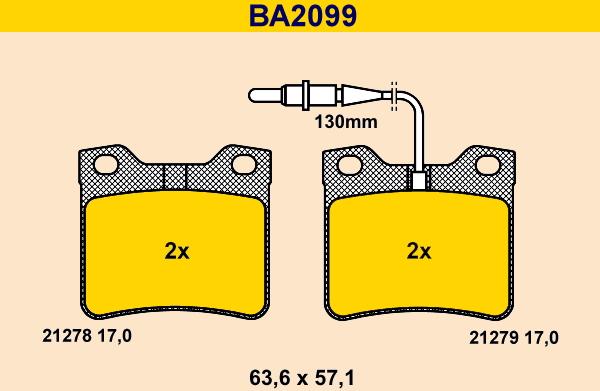 Barum BA2099 - Bremžu uzliku kompl., Disku bremzes www.autospares.lv