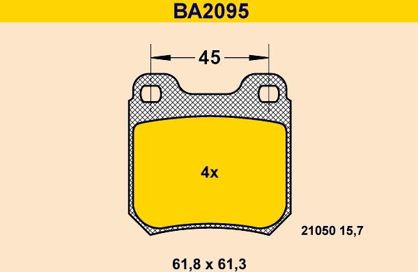 Barum BA2095 - Тормозные колодки, дисковые, комплект www.autospares.lv