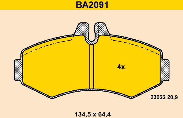 Barum BA2091 - Bremžu uzliku kompl., Disku bremzes www.autospares.lv