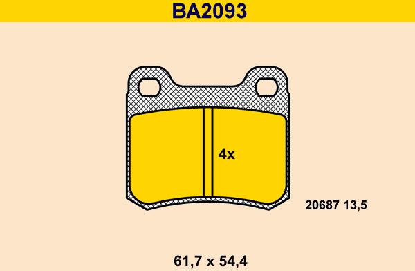 Barum BA2093 - Bremžu uzliku kompl., Disku bremzes www.autospares.lv