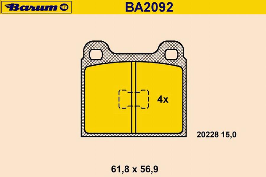 Barum BA2092 - Bremžu uzliku kompl., Disku bremzes www.autospares.lv