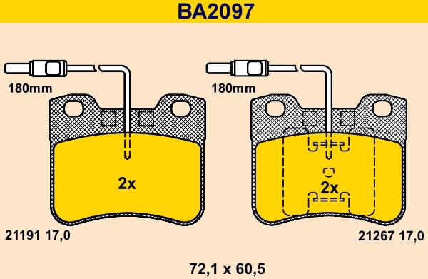 Barum BA2097 - Bremžu uzliku kompl., Disku bremzes www.autospares.lv