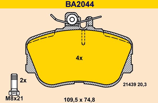 Barum BA2044 - Bremžu uzliku kompl., Disku bremzes www.autospares.lv