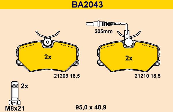 Barum BA2043 - Bremžu uzliku kompl., Disku bremzes www.autospares.lv