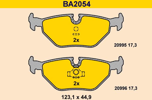 Barum BA2054 - Тормозные колодки, дисковые, комплект www.autospares.lv