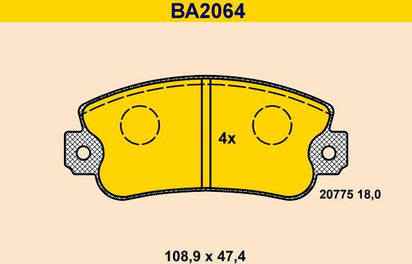 Barum BA2064 - Bremžu uzliku kompl., Disku bremzes www.autospares.lv