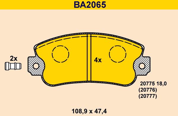 Barum BA2065 - Bremžu uzliku kompl., Disku bremzes www.autospares.lv