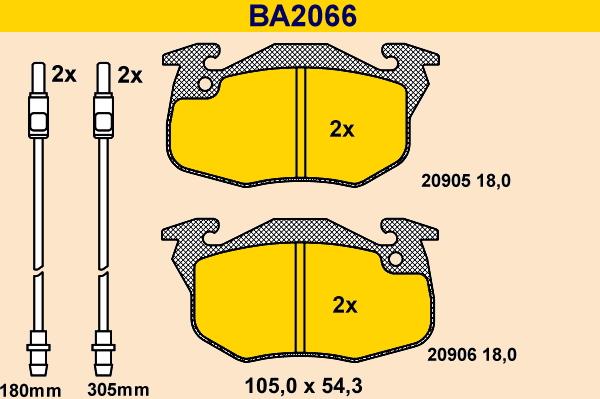 Barum BA2066 - Bremžu uzliku kompl., Disku bremzes autospares.lv