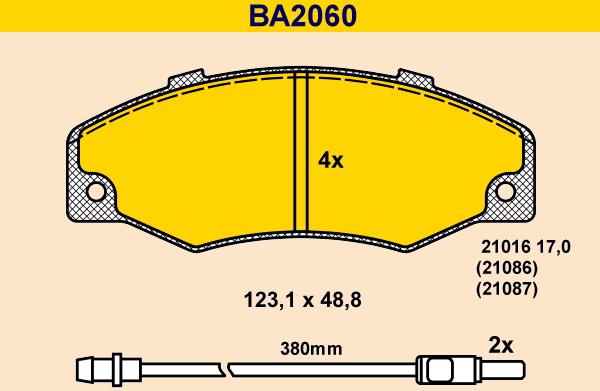 Barum BA2060 - Bremžu uzliku kompl., Disku bremzes www.autospares.lv