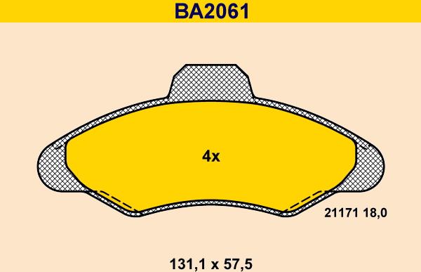 Barum BA2061 - Bremžu uzliku kompl., Disku bremzes www.autospares.lv