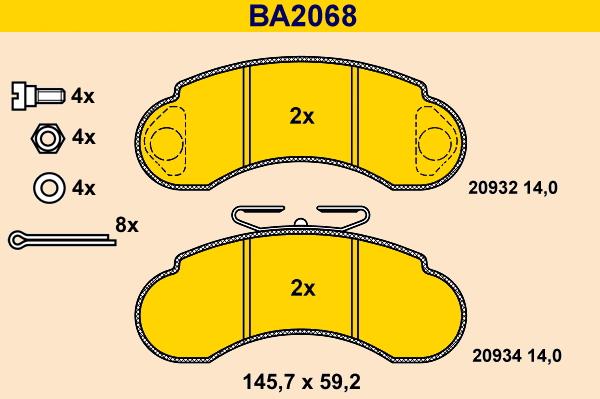 Barum BA2068 - Bremžu uzliku kompl., Disku bremzes autospares.lv