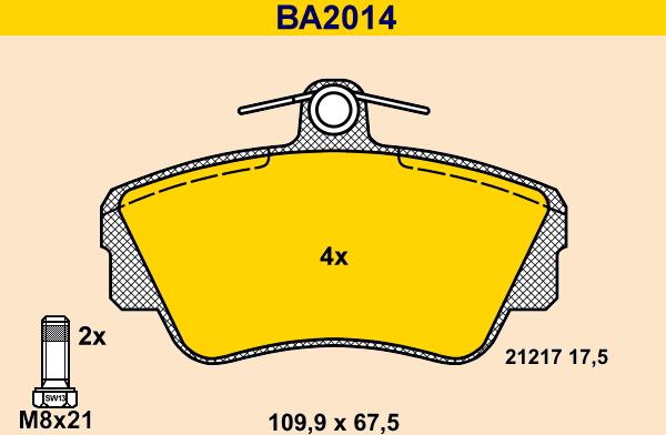 Barum BA2014 - Bremžu uzliku kompl., Disku bremzes www.autospares.lv