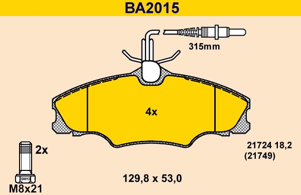 Barum BA2015 - Bremžu uzliku kompl., Disku bremzes www.autospares.lv