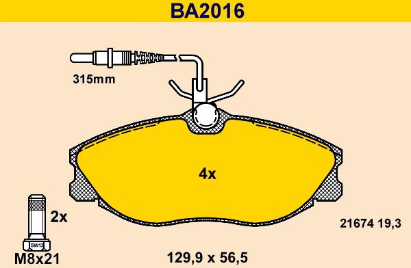 Barum BA2016 - Bremžu uzliku kompl., Disku bremzes www.autospares.lv